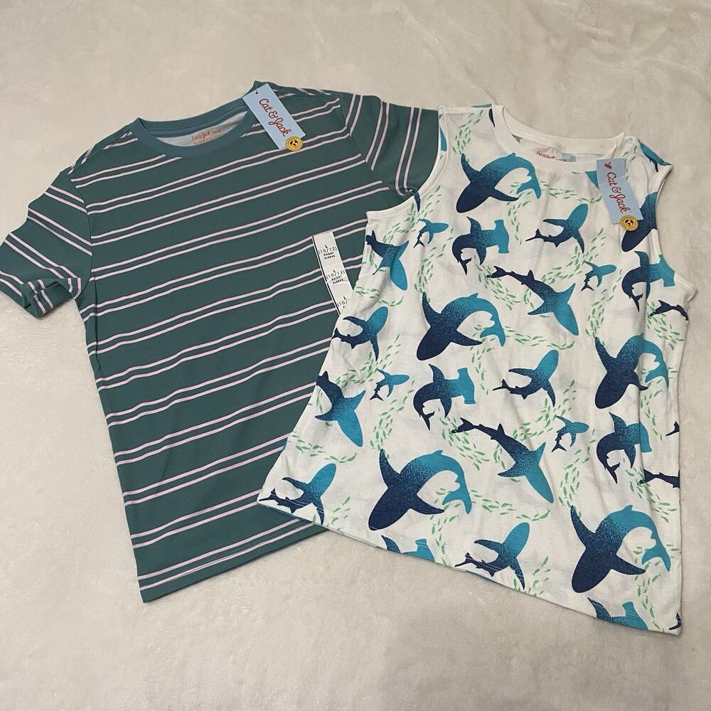 NWT Cat&Jack Pack of 2 Green T-Shirt Boys Size L (10/12)